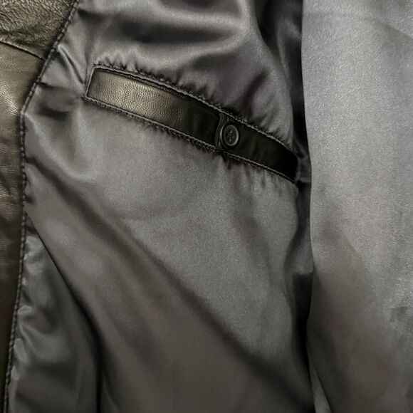 Hathaway Jacket Mens XL Black Leather Bomber Coat Vintage 90s Full Zip Pockets - Picture 7 of 12